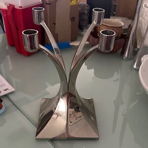 Silver Metal Candle Holders
